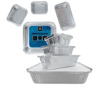 NUNOCHO Aluminium Foil Trays With Lids. Containers Pack 20 Set 4 Sizes. Tin foil Meal Prep, Reusable Disposable Baking Freezing Cooking Food Storage Takeaway
