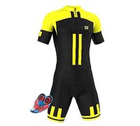 NUNOMO Men's MTB Triathlon Tri Suit Short Sleeve Quick-Drying Cycling Skinsuit, for Cycling Training Road Bike Top Cycling Clothing Pro Trisuit und Triathlon With 9D cushion (TYP-4,XS)