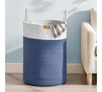Nunsino 75L Laundry Hamper Basket,Baby Nursery Woven Storage Basket for Toys Bin,Pillows,Blankets,Clothes,Navy Blue