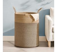 Nunsino Laundry Hamper 95L,Large Laundry Basket for Clothes,Decorative Storage Basket for Blankets,Cotton Rope Woven basket for bedroom,Dark Brown
