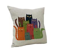 Nunubee 45 * 45CM Cotton Linen Cushion Cover Home Decor Square Printed Throw Pillow Case Cat