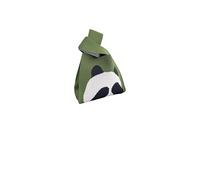 Nunubee Adorable Panda Print Woven Tote Bag - Green Cute Design for Women, Gift and Daily Use，20 * 35CM