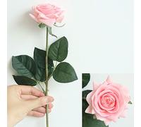 Nunubee Artificial Rose Velvet True Touch Single Stems Fake Rose Realistic Flowers Flower Bouquet Arrangement Family Office Garden Wedding Decoration Pink