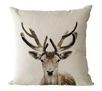 Nunubee Christmas moose, deer, cushion covers, 45 x 45 cm, decorative cushion, covers decorative, sofa pillow, lumbar pillow, throw pillow cover, cushion cover , linen, Model 5, 45 x 45 cm