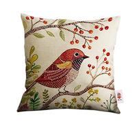 Nunubee Linen Cotton Cute Throw Pillow Case Home Sofa Cushion Cover Tree Bird 8