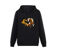 NUO YI JIA Men Unisex Sweatshirt Spirit Stallion Of The Cimarron Hooded With Drawstring Pockets Black L