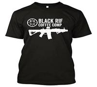 NUO YI JIA Men's Black Ri&fle Co&ffee Com&pany Top T-Shirt Short Sleeve Black XL