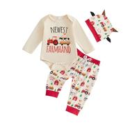 NuoBBaom Cute Baby Coming Home Outfits Boy 3pcs Fall Winter Newborn Clothes | Newborn Going Home Outfits New To The Crew Cow Print Long Sleeve Romper Jogger Pants Hat Set 3pcs Baby Boy Spring Clothes