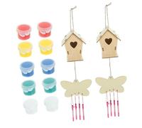 NUOBESTY 1 Set DIY Wooden Bird Nest Craft Hand Painted Bird House Decoration for Home Office Parties Creative Craft Activity Unique Wooden Pendant for Garden Decor Random Color