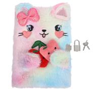 NUOBESTY 1 Set Plush Cat Notebook with Lock and Keys A5 Fuzzy Animal Lockable Diary for Writing Drawing Travel School Activities Supplies