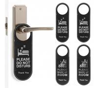 NUOBESTY 10 Pack Do Not Disturb Door Sign, Double Sided PU Leather Hanger for Hotel Office, Please Make Up Room Signs, Privacy Knob Tags for Service Bedroom Meeting Conference
