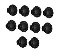 NUOBESTY 10 Pcs Black Metal Cabinet Handles Round Single Hole Door Pulls for Furniture Wardrobe Drawer Durable Resistant Cupboard Knobs for Home and Hotel Use