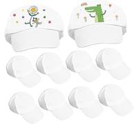 NUOBESTY 10 Pcs Blank Kids Baseball Cap, White Plain Cotton Hats for Boys and Girls, Adjustable Bulk Childrens Caps for DIY Art Crafts & Party Bag Fillers