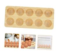 NUOBESTY 10-Piece Wooden Egg Storage Tray Natural Wood Egg Holder Organizer for Refrigerator and Kitchen Stylish Displaying Plate