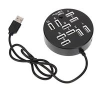 NUOBESTY 10-port USB Splitter Hub Extension USB Port Adapter Black Abs Stable Operation Persistent Power Supply 2.0 Hub Controller for Laptop Digital Video