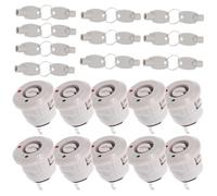 NUOBESTY 10 Sets Plastic Fire Hydrant Key Switch Lock, Two-Position Pushbutton Security Lock System for Telephone and Emergency Reset, Industrial Electronic Switch Control