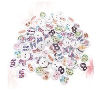 NUOBESTY 100pcs Handmade Number Buttons 1.3cm Natural Wood 2-Hole for Sewing Crafts