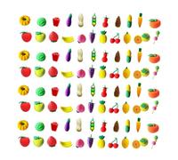 NUOBESTY 100pcs Mini Food Erasers Cartoon Fruits and Vegetables Novelty Erasers for Safe TPR Material Non Toxic Decorative Pencil Rubbers for School Drawing Party Favors Bulk Pack