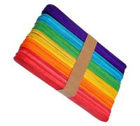 NUOBESTY 100pcs Multi Color Wooden Craft Sticks Natural Smooth Popsicle Sticks for DIY Projects Classroom Arts and Creative Play for Crafts and Home Activities