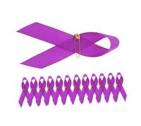 NUOBESTY 100PCS Purple Satin Ribbon Brooches Awareness Safety Pins for Domestic Violence Pancreatic Cancer Events Dependable Lightweight Design for Memorials and Charitable Causes
