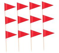 NUOBESTY 100pcs Red Mini Triangle Toothpick Flags Foodgrade Blank Cocktail Picks for Cheese Cake Fruit Cupcakes Party Appetizers Decorations with Sticks