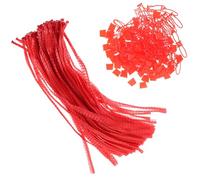 NUOBESTY 100Pcs Red Nylon Woven Mesh Produce Bags with Drawstring, Reusable Grocery Fruit and Vegetable Storage Sacks 45Cm, Multipurpose Potato and Onion Mesh Bags for Supermarket Shopping