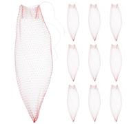 NUOBESTY 100pcs Reusable Elastic Fruit Protection Net Bags with Drawstring 13.8 Inch Mesh Produce Bags for Watermelon Onion Vegetable and Egg Storage Portable Red Mesh for Grocery