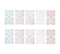 NUOBESTY 10pcs 3d Star and Heart Rhinestone Pearl Stickers, Self-adhesive Face Gems for Eye, Nail, Hair Makeup and Festival Crafts in Silver Ab, Pink, Purple, Red, Blue