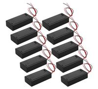 NUOBESTY 10pcs Aa Battery Holder with Built-in Power Control and Cover, Pre-wired Battery Case with Leads, Lightweight Alloy and Plastic Construction for Outdoor and School Projects