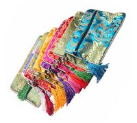 NUOBESTY 10pcs Chinese Style Brocade Jewelry Pouches with Drawstring Closure, Mixed Color Jade Bracelet Storage Bags for Buddha Beads and Small Accessories, Random Color Assorted style