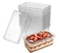 NUOBESTY 10pcs Clear Cake Boxes with Lids, Transparent Bakery Containers for Tiramisu Mousse Cake Storage, Portable Dessert Packaging Boxes for Home, Cafe Use