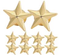 NUOBESTY 10pcs Copper Star Shape Hat Badges for Decorating Clothing and Backpacks, Golden Pentagram Pin Brooches for Holiday Party and Labor Day Accessories