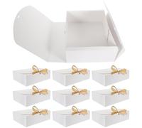 NUOBESTY 10pcs Folding Lid Proposal Boxes with Ribbon Small Cardboard Packaging for Wedding Favors Attendant Storage and Biscuit Paper Boxes