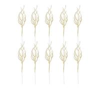 NUOBESTY 10pcs Glitter Christmas Leaves Artificial Leaf Spray Picks Christmas Tree Poinsettia Flower Stems Branches for Xmas Wreath Wedding Table Centerpiece Decorations Golden