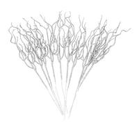 NUOBESTY 10pcs Glitter Christmas Leaves Picks Artificial Leaf Spray Picks Christmas Tree Poinsettia Flower Stems Branches Picks for Xmas Wreath Wedding Table Centerpiece Decorations Silver