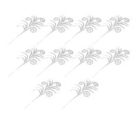 NUOBESTY 10pcs Glitter Christmas Leaves Picks Artificial Leaf Spray Picks Christmas Tree Poinsettia Flower Stems Branches for DIY Wreath Wedding Table Centerpiece Decorations Silver
