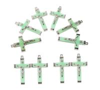 NUOBESTY 10pcs Glow Dark Cross Pendants Christ Charms for DIY Jewelry Making Luminous Crucifix Necklace Earrings Crafting Skin-friendly Religious Decoration