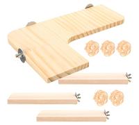 NUOBESTY 10Pcs Hamster Wood Platform and Parrot Hanging Jumping Board Set, Wooden Climbing Stand Cage Corner Shelf for Chinchilla Squirrel Pet Cage Accessories