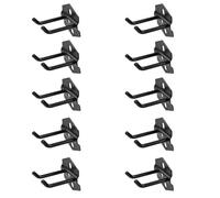 NUOBESTY 10pcs Iron Square Pegboard Hooks Black 50mm Wall Mount | Matte finish, stable load bearing, easy to fit, for slat wall systems and garage workspace storage