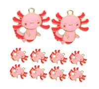 NUOBESTY 10pcs Miniature Axolotl Charms for Jewelry Making Lightweight Metal Pendants with Vivid Enamel Finish for DIY Bracelets Necklaces Keychains Cute Sea Animal Ornaments for Crafts