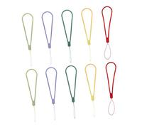 NUOBESTY 10Pcs Silicone Phone Hanging Rope Short Braided Texture with Fixing Rope for Cellphone Case Decoration Bright Color Mix for Women and Easy DIY Mobile Accessories
