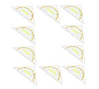 NUOBESTY 10pcs Transparent Plastic Triangle Ruler Set with Ergonomic Handle Multifunctional Drafting Instruments for Precise Measurement and Drawing Lightweight Geometry Protractor Kit for