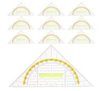 NUOBESTY 10pcs Triangle Ruler: Transparent Plastic Triangle Rulers With Handle - Classroom Geometry Set For Kids - Multi Functional Drafting Supplies