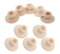 NUOBESTY 10pcs Unfinished Wooden Candle Holder: Rustic Tealight Candle Stands for Table Centerpieces - Decorative Wood Pedestal for Weddings Parties