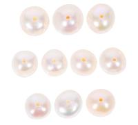 NUOBESTY 10pcs White Freshwater Cultured Pearl Beads with Hand-drilled Holes for Jewelry Making DIY Bracelets Necklaces Spacer Beads for Crafting Near-Round Pearls