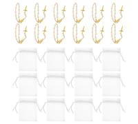 NUOBESTY 12 Sets Mini Pearl Rosary Bracelets with Crucifix Charm, Small Catholic Cross Wrist Jewelry for Women and Teen, Religious Baptism and Wedding Prayer Beads