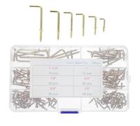 NUOBESTY 120pcs Copper-Plated L-Shaped Self-Tapping Right Angle Screw Hooks Small Hanging Picture Frame Hooks for Wall Mounting