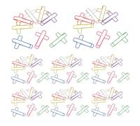 NUOBESTY 120pcs Cross Shaped Paper Clips Colorful Metal and Pet Plastic Decorative Creative Office Paper Bookmarks Resistant to Deformation for Office and Home Use