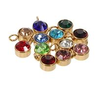 NUOBESTY 12pcs 12 Colours Birthstone Gemstone Charms DIY Jewelry Accessories Gold Alloy Pendants for Necklace Bracelet Keychain