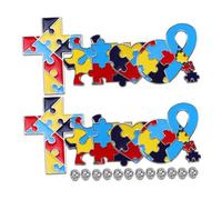 NUOBESTY 12Pcs Alloy Autism Puzzle Heart Brooch Pins Durable Lapel Pins for Clothing Bags Hats DIY Craft Accessories Badge Pack with Heart Ribbon Cross Square Shapes